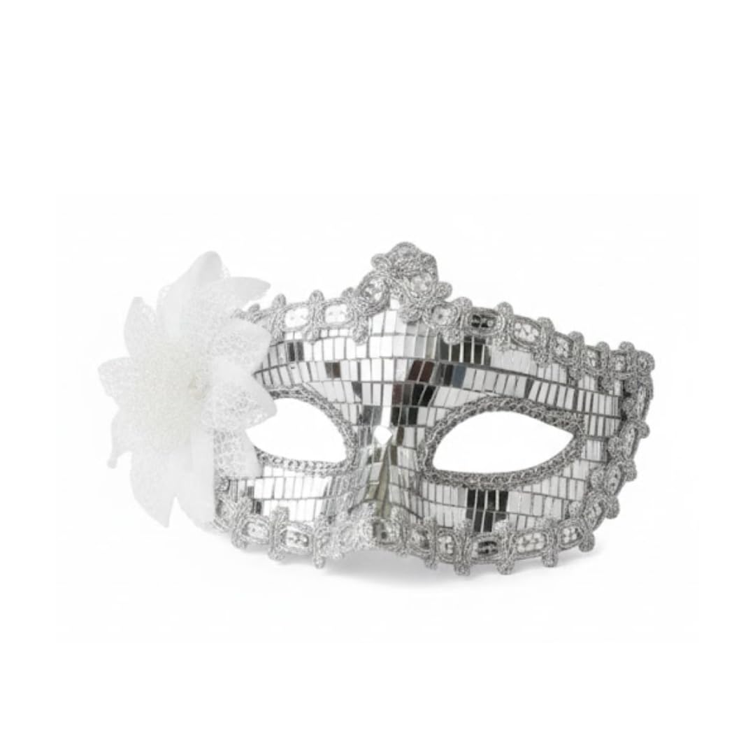 Wanna Party Silver Sequin Masquerade Mask with Net for Women for Masquerade Party, Venetian party,Stage Performances,Eye Mask for Halloween, Birthday, Adult Party,50 shades of Grey party