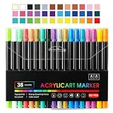 Rotuladores acrílicos de doble cabeza resistentes al agua, 24/36 colores brillantes, punta de pincel suave, tinta de secado rápido para pintura de rocas, manualidades en lienzo, diseño de graffiti