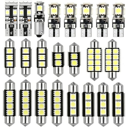 Lumoia 23pcs Kit Ampoule LED Voiture Intérieur Sans Erreur Canbus, Blanc Xénon 6000K T10 W5W C5W Festoon (31/36/42mm) Éclairage Plafonnier Coffre Plaque...