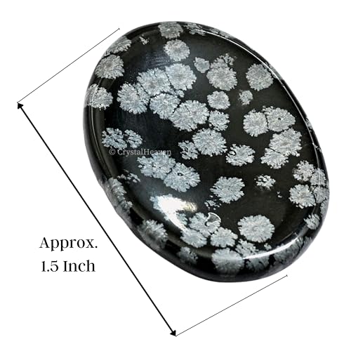 Image of Crystal Heaven Certified Snowflake Obsidian Thumb Worry Pebbles Stones For Anxiety Stress Relief Massage - Original Healing Gemstone Agate Rubbing Stone For Yoga Meditation Spiritual Reiki Feng Shui