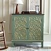 Vintage green sideboard wood accent cabinet with door handcrafted storage cabinet with accents gold antique green credenza for kitchen hallway entryway living room sage green  urban country home decor