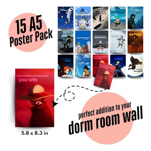 Image of Yellow Town India Shonen Scholar 2.0 Anime Poster Kit | 15 Motivational Posters with Hard Hitting Quotes | 300 GSM | Wall Posters for Boys Room Decor