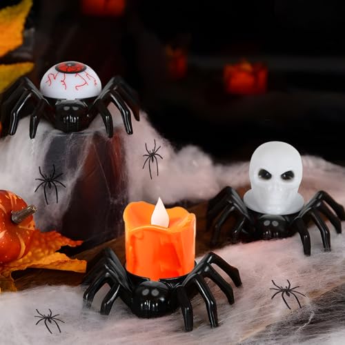 Image of Halloween Spider Decoration 6 PCS, Spider Web Decoration, Halloween Table Decor, Halloween Decorations Indoor