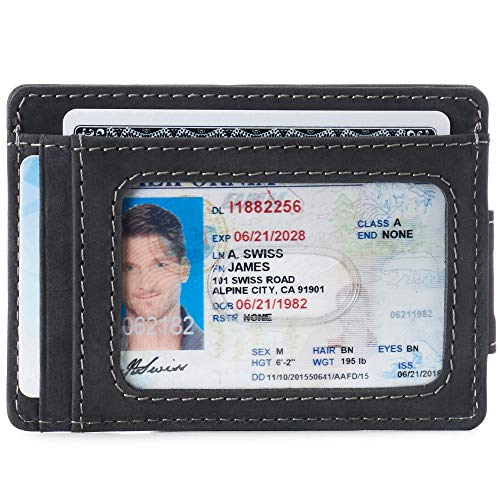 Image of alpine swiss Harper Mens RFID Slim Money Clip Front Pocket Wallet Minimalist Leather ID Card Holder