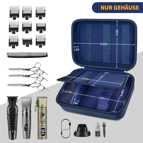 Boobowl Haarschneider Zubehör Tasche für Clipper und Zubehör, Men Hair Trimmer Box, Portable Clipper Aufbewahrungshalter für Haarschneiden, Guard Grooming Kit und Barbers Set (Nur Box) - (Blau)