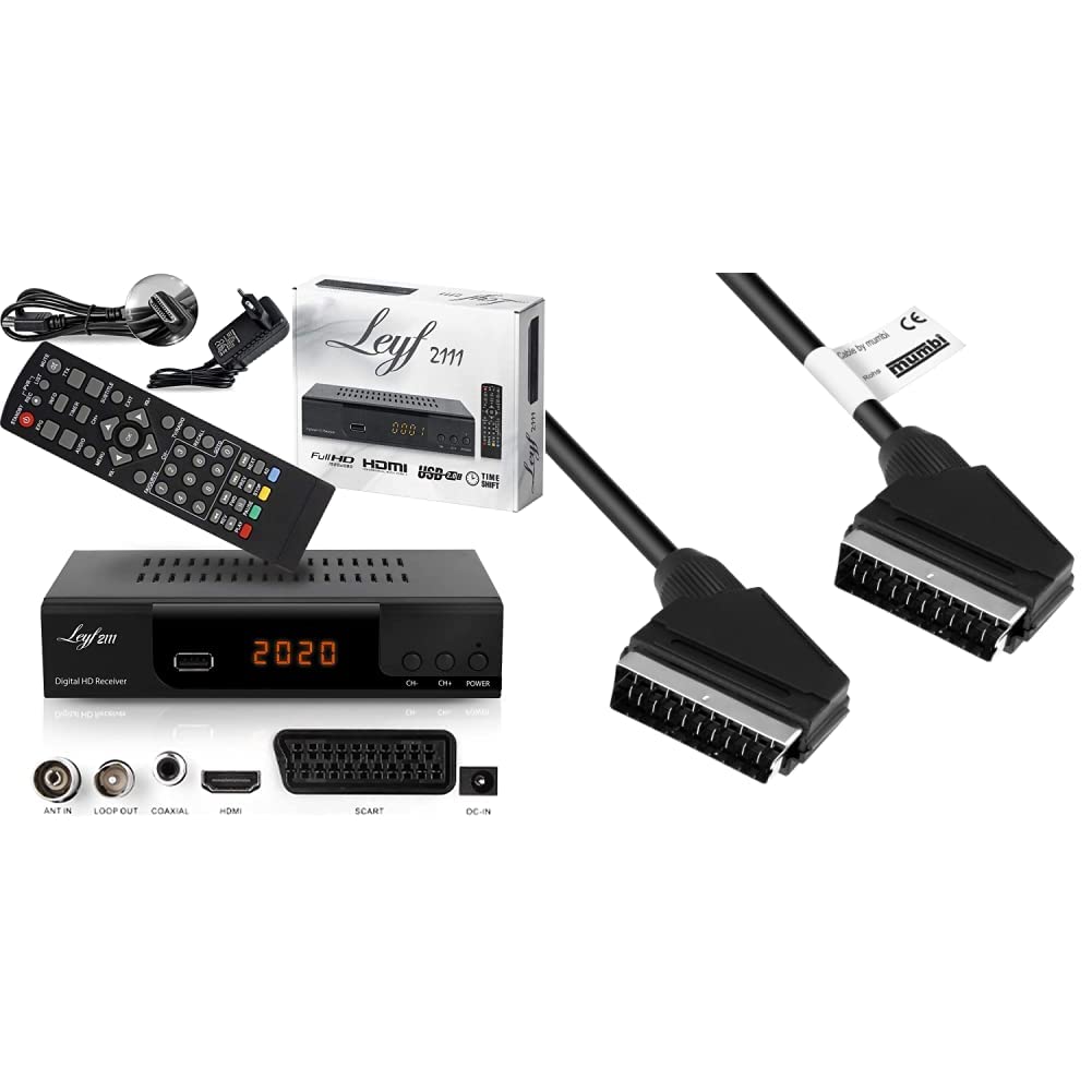 hd-line Kabelreceiver Kabel Receiver Receiver für digitales Kabelfernsehen - DVB-C, LEYF2111C & mumbi 07480 Scartkabel Scartstecker 21-polig auf Schartstecker 21-polig, 1.40m