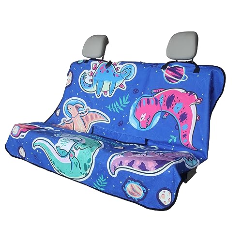 Image of Back Seat Cover for Car Trucks Van SUV,Waterproof Rear Bench Towel Seat Covers for Dogs and Kids,Automotive Backseat Protector (Cartoon Dinosaur)