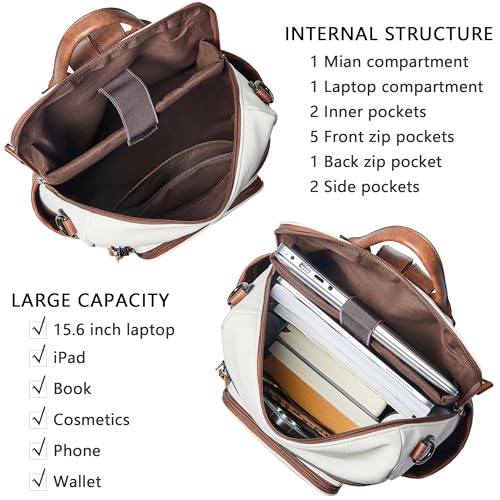 Image of Shrrie Vegan Leather Laptop Backpack for Women 15.6 inch Work Backpack Fashion Travel Backpack Purse for Travel College Work