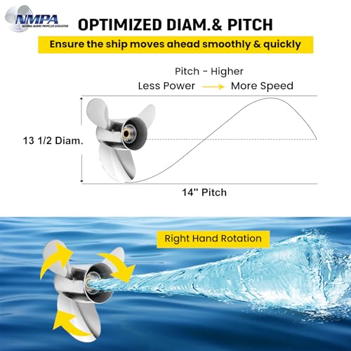 Image of VIF Boat Propeller with Yamaha Engines OEM Upgrade Stainless Steel Outboard Motors 60 /70 /75 /80 /85 /90 /100 /115 HP 15 Tooth, RH,14p 15p 17p 19p 21p