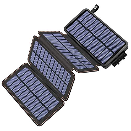 Hiluckey Caricabatterie Solare 25000mAh Impermeabile Power Bank con 4 Pannelli Portatile Batteria Esterna per iPhone, iPad, Samsung, Smartphone
