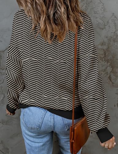 Image of ZESICA Women's 2026 Fall Striped Pullover Sweaters Tops Fashion Outfits