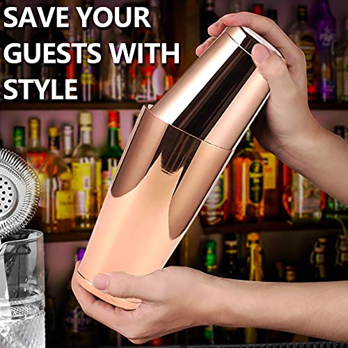 Stainless Steel Pro Boston Shaker - 2 Piece Unweighted 18Oz & Weighted 28Oz Martini Drink Shaker Kit For Bartender - Copper #TOP5