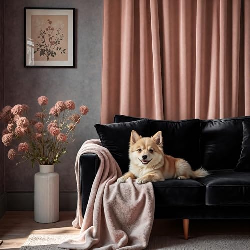 Image of Cinnamon Velvet Curtains 84 Inch Length 2 Panel for Living Room Bedroom Boho Vintage Luxury Blackout Velvet Drapes for Dining Room Darkening Thermal Insulated Curtain 84 Long Back Tab Terracotta Brown