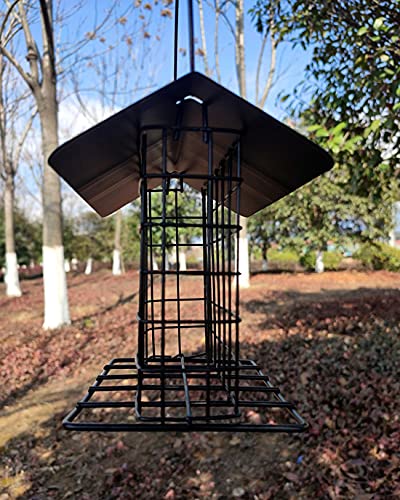 Outdoor Wild Bird Feeder Metal Opknoping Vogelvoederhuis Washable Zwart Small Regendicht Eekhoorn-proof Single Suet Cake… - Afbeelding 7