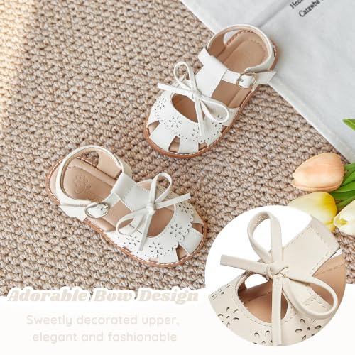 Image of Flaryzone Girls Sandals Closed Toe Summer Flats Dress Sandals Shoes Toddler /Little Kid