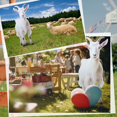 Image of Geelin 5ft Goat Cardboard Standup Cutout Life Size Lamb Jungle Safari Animal Stand up Photo Prop for Zoo Safari Jungle Farm Themed Birthday Party Classroom Decoration Supplies