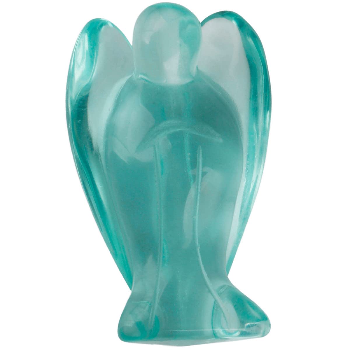 Nupuyai Blue/Glass/4Cm Guardian Crystal Angel Ornament, Hand Carved Healing Gemstone Pocket Angel Statue Figurine For Home Decor