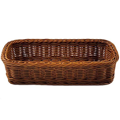 Cabilock 1pc Plastic Rattan Woven Japanese Style Cutlery Storage Basket for Kitchen and Dining Multifunctional Tableware Holder Capacity