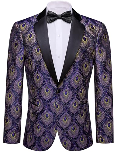 Image of Barry. Wang Men's Sport Coats & Blazers Flower Suit Jacket 1 Button Paisley Tuxedo Mardi Gras Carnival Parade Gift