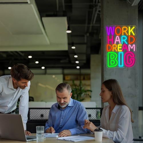 Image of Work Hard Dream Big Neon Sign for Wall Decor Work Hard Neon Light Man Cave