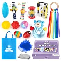 Joyreal 15 Pcs Sensory Toys for Babies, Newborn Baby Toys 0-6 Month, Rattles, Foil Blanket, Rainmaker, Scarves, Ribbons, Maracas, Baby Sensory Box for Autism ADHD, Baby Gifts for 6-12 Months