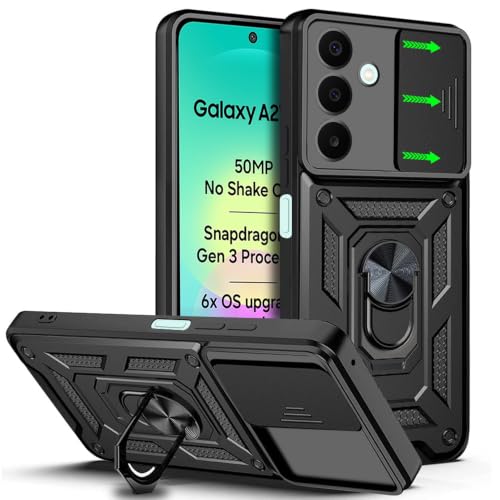 Image of AESTMO Tough Armor Samsung Galaxy A27 5G Bumper Back Case Cover | Ring Holder & Sliding Camera Shield Cover | 360 Degree Protection Back Case Cover for Samsung Galaxy A27 5G (Black)