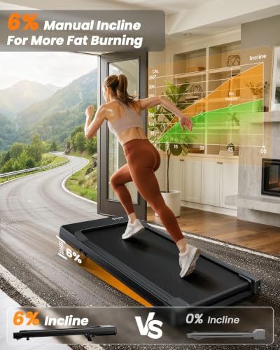 Image of Superun Walking Pad with 6% Incline, Under Desk Treadmill, 3 in 1 Portable Treadmills for Home with Remote Control LED Display, 2.5 HP Quiet Mini Treadmill for Office Home Use, 300 Lbs Capacity