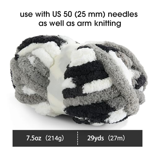 Image of MABOZOO Tie Dye Chunky Yarn for Crocheting 8 Pack,White Fluffy Jumbo Chenille Yarn,Soft Plush Yarn Bulky,Giant Thick Fuzzy Yarn for Hand Knitting or Arm Knitting (29 yds,8 oz Each Skein)