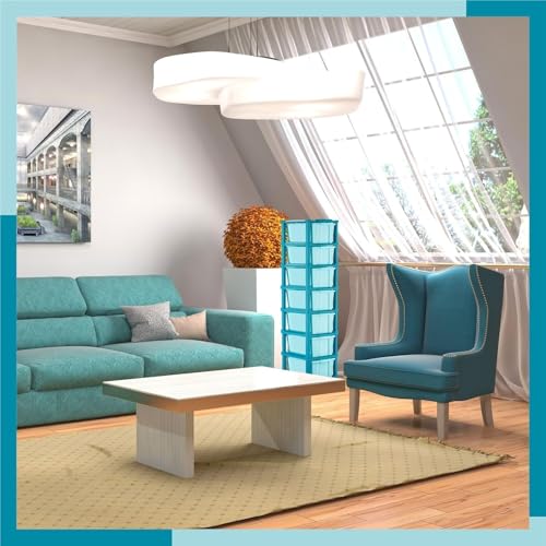 Image of TEKCOOL Plastic Drawer Organizer Self Standard Rectangular Multi Purpose Modular Drawer System Large Chest of Drawer Organizer for Home Office,Product Dimension When assembeled (7XL, Blue hex);'