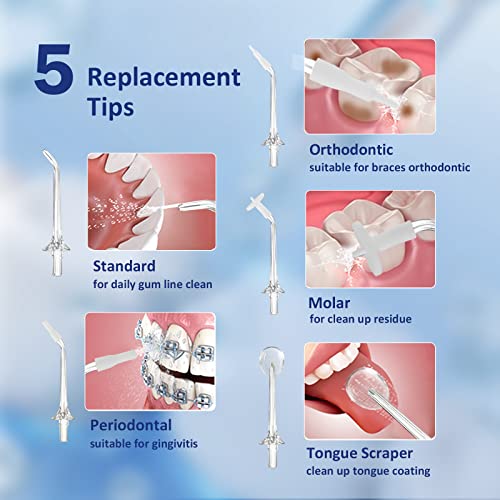 REDFMG-Water-Flosser-for-Teeth-Cleaning-Cordless-Water-Flosser-with-Adjustable-Level-Pressure-300ML-Detachable-Water-Tank-5-Water-Jet-Replacements-IPX6-Waterproof