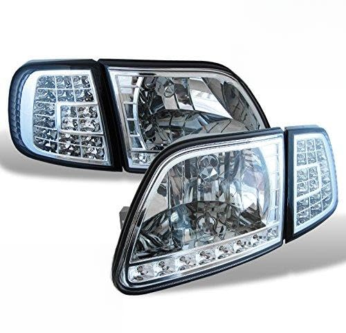 ZMAUTOPARTS LED Headlights Headlamps with Corner Lamps Chrome Compatible with 1997-2003 Ford F-150/1997-2002 Expedition