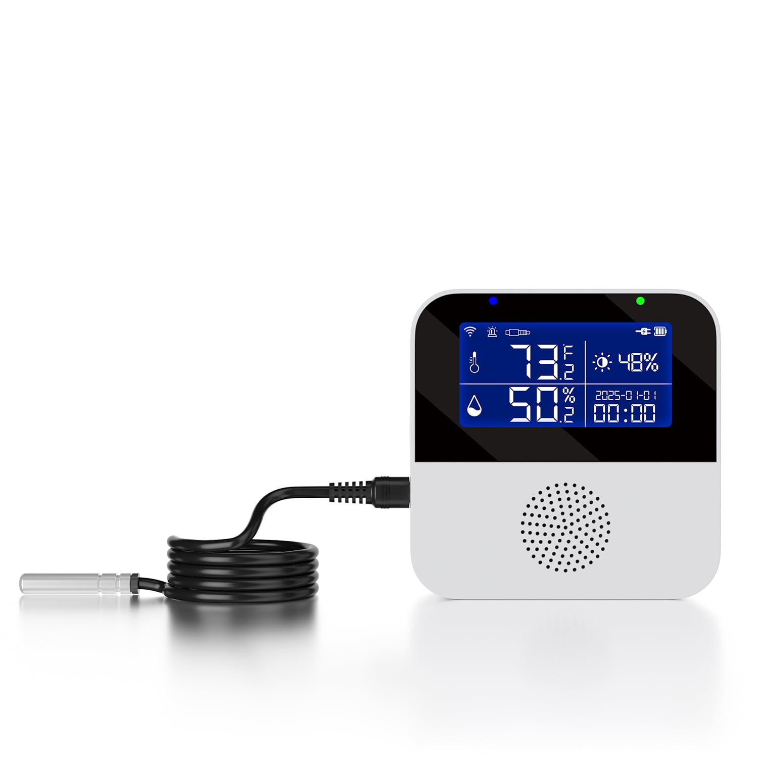 Tuya Capteur de température WiFi avec sonde externe étanche, moniteur intelligent de température et d'humidité avec écran LCD rétroéclairé, alarme buzzer et alerte de notification d'application
