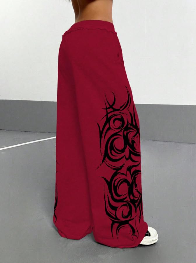 Y2k Wide Leg Baggy Grunge Double Waisted Drawstring Sweatpants Streetwear Women Emo 2000s Star Pants3