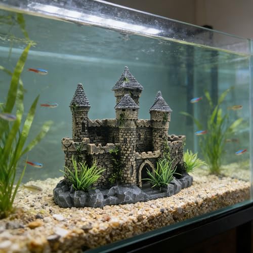 Image of M2cbridge Aquarium Decor Castle Shipwreck Ornament Underwater Landscape(Mountain Castle)