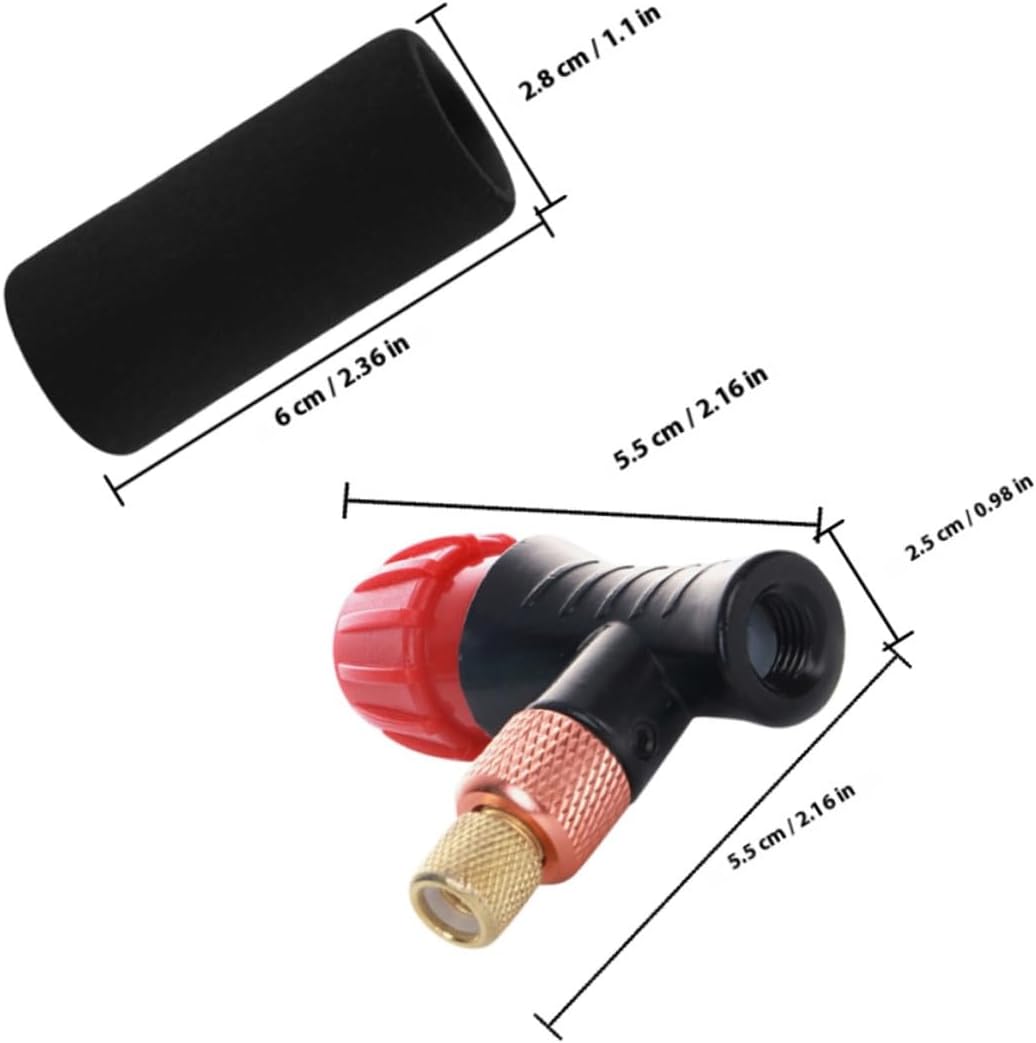 Co2 Inflator with Control Valve and Sponge Cover, Universal Bike Tire Inflator Head for Mountain and Road Bikes, Portable 2pcs Co2 Pump Set for Cycling Outdoors