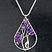 Zuo Bao Handmade Wire Wrapped Quartz Chips Tree Teardrop Pendant Necklace with Giraffe/Healing Jewelry Gift for Family (Amethyst with Giraffe)