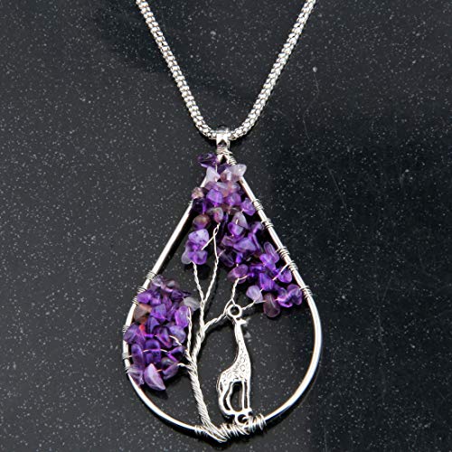 Collier améthyste avec girafe Zuo Bao fait main - 3