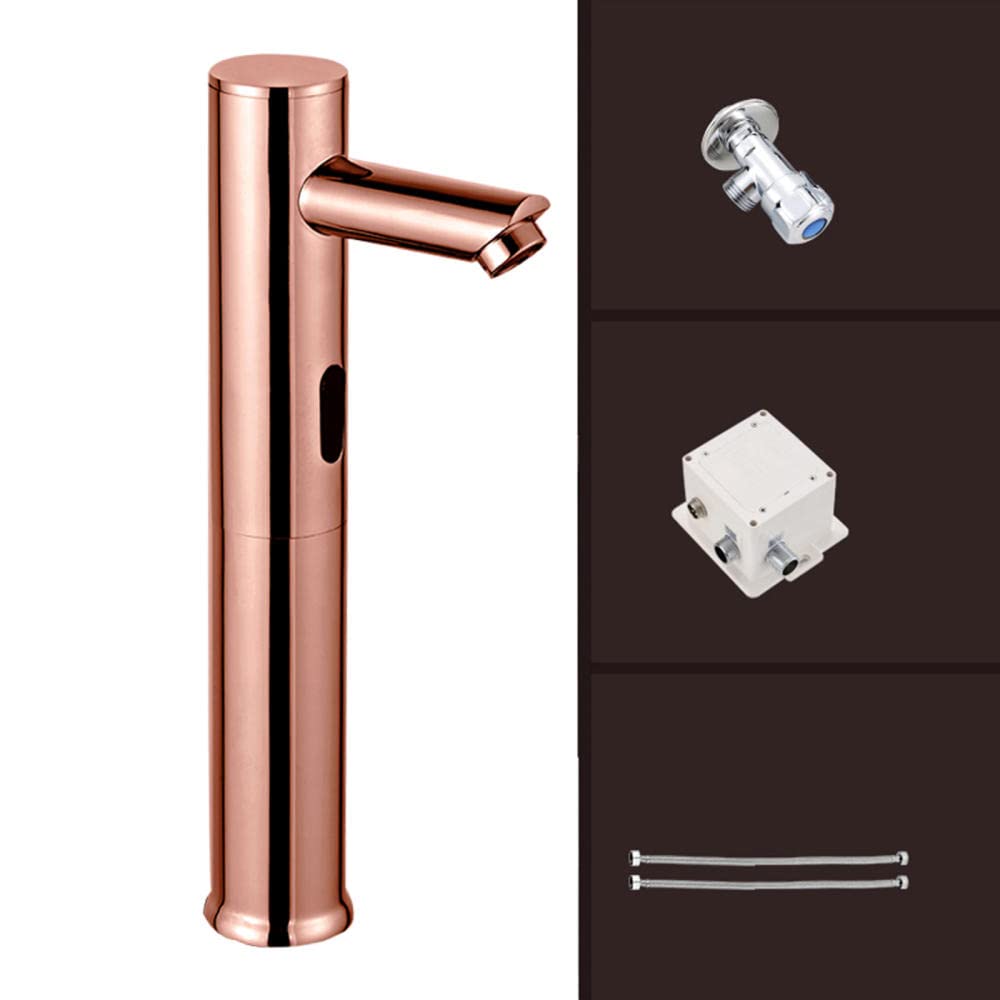 Grifo de Lavabo con Sensor Oro Rosa Griferia Lavabogrifo Sensor Automático Grifos para Lavaderos-Single Cold_Alto