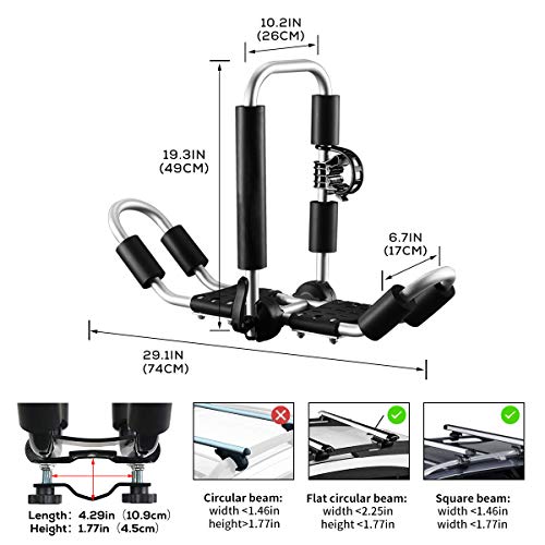 image for LEADRACKS Kayak Roof Rack for Canoe, Ski, SUP, Surfboard, Kayak Carrie