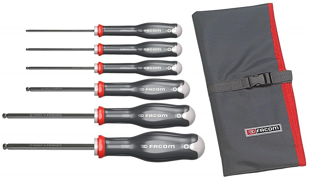 Facom ATWSH.JT6 6 Piece Ball End Hexagon Allen Key Screwdriver Set 2-6mm