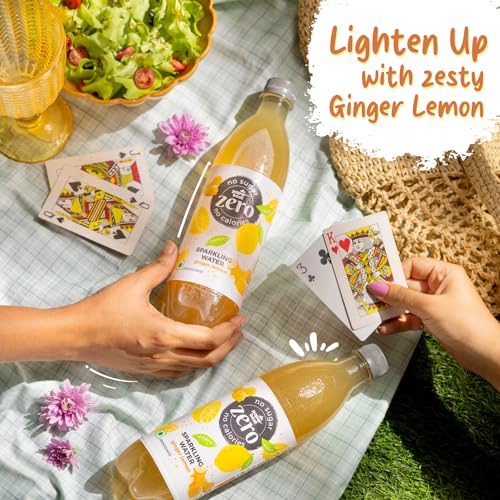 Image of Paper Boat Zero Ginger Lemon Sparkling (Soda) Water - Pack of 8, 600 ml Each | Zero Sugar, Zero Calories | Sugar Free| Flavoured Carbonated Water | No Aspartame