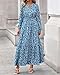 BTFBM Women Boho Maxi Dress Fall Fashion 2025 Floral Long Sleeve V Neck Button Pockets Flowy Vacation Wedding Dresses(Blue, X-Large)