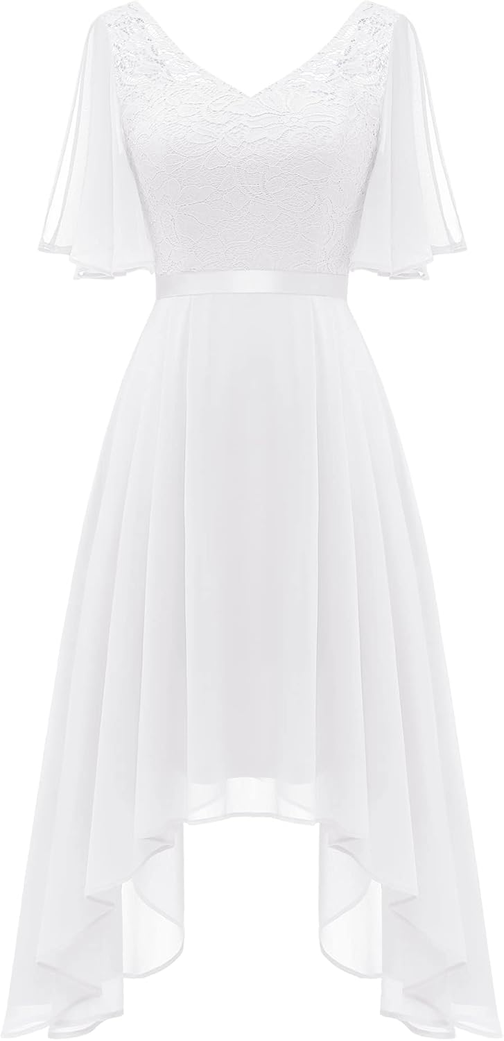 BeryLove Homecoming Cocktail Formal Party Dress Bridesmaid Wedding Guest A Line Lace Elegant Flowy Prom Dresses