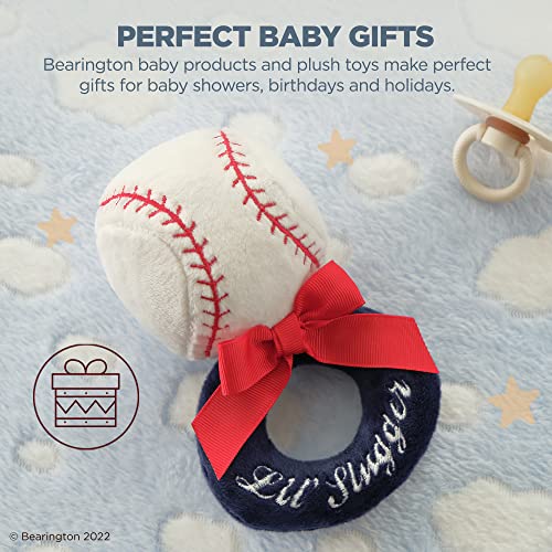 Bearington Baby Collection Lil’ Slugger Rattle: 5.5” Plush Baseball Rattle And Ring Shaker Toy, In Colors Of Red, White & Blue; Sensory Stimulation For Infants, Makes A Great Baby Shower Gift #TOP2