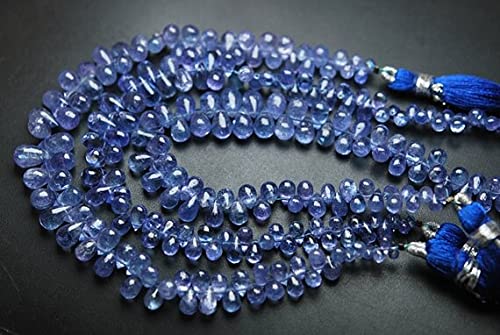 Tanzanite smooth drops de 6-8mm aux reflets violets exclusifs sur fil de 7 pouces