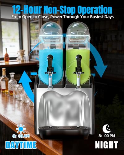 Image of 36L Commercial Slushie Machine, 18Lx2 Tank 9.5 Gal Margarita Machine | 5-in-1 Frozen Drink Machine for Slush, Frappes & More, 7-Color LED Light Slushy Machine for Party Restaurants Cafe Bars