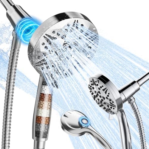 MIKEE Filtered Shower Head with Handheld, High Pressure 10 Spray Mode Showerhead with Filters,Magnetic Shower Head for Hard Water - Remove Chlorine, Reduce Dry Itchy Skin, Anti-clog Nozzles, Chrome