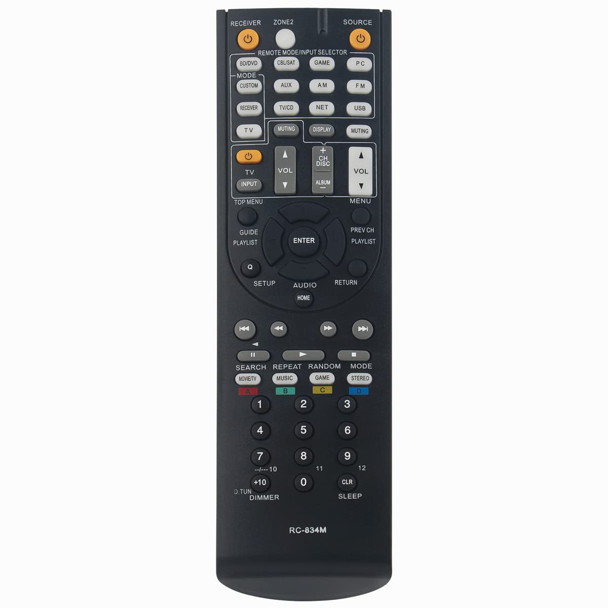 VINABTY RC-834M Replace Remote Control Fit for Onkyo AV Receiver HT-R758 HT-S7500 HT-R791 HT-RC440 TX-NR414 HT-S6500 HT-RC460 TX-NR515 - Image 2
