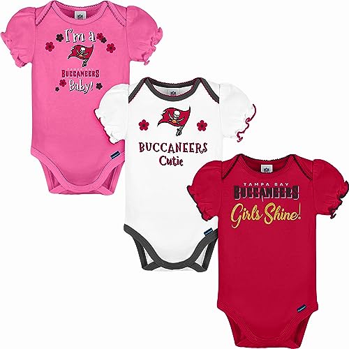 Image of Gerber Baby Girls' NFL Team 3 Pack Short Sleeve Onesie Bodysuit