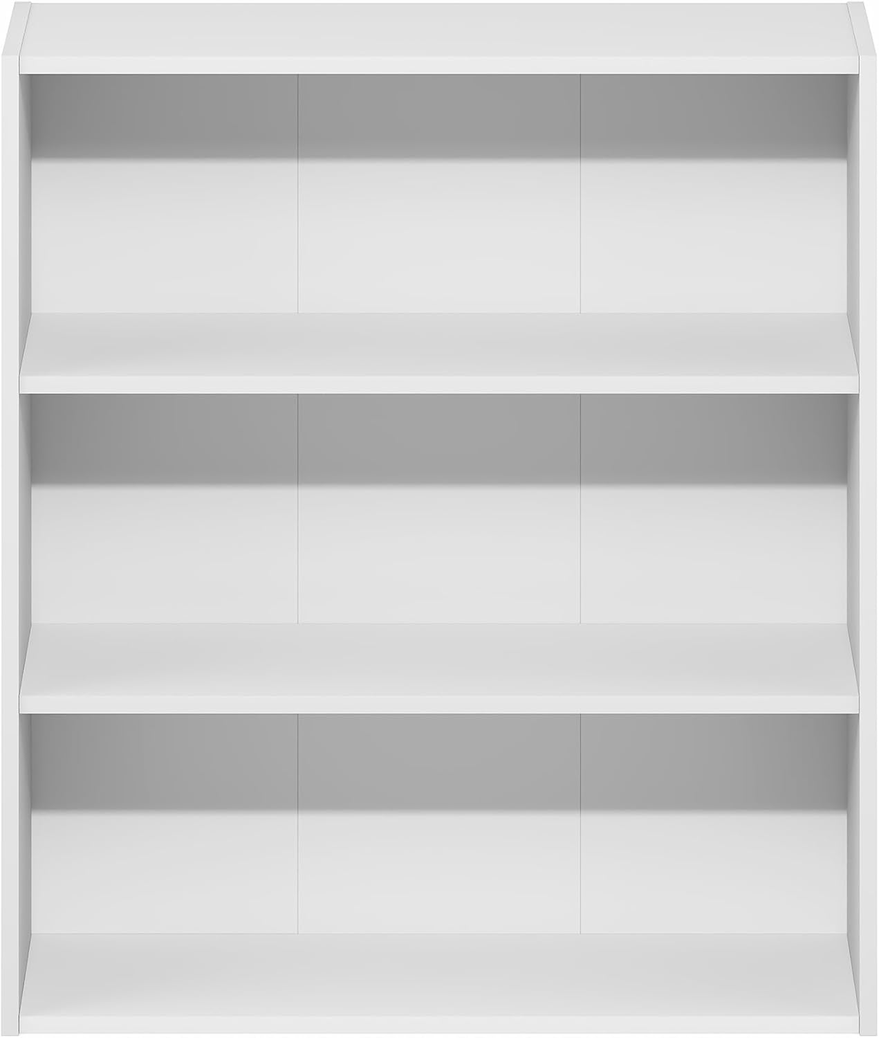 Furinno Basic Book Shelf, 3-Tier Bookshelf, Cube Storage Organizer Bookcase with Open Shelf, 7 x 24 x 26, for Living Room, Bedroom, Home Office, White